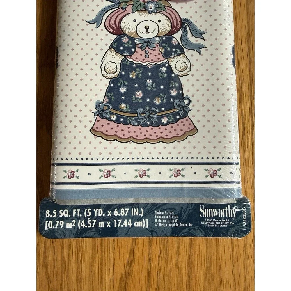 3 Vintage Border Self Stick Teddy Bear Country Theme Removable, Peel & Stick